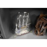 A fine example of a Victorian hand blown glass sailing ship boat or frigate and a smaller sail