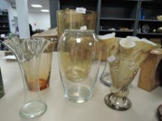 A selection of glass vase including Whitefriars style etc