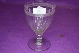 A late Victorian ale glass having etched band to rim.