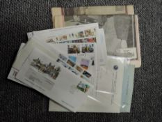 A mixed lot containing an assortment of first day covers and ephemera including Liverpool echo.