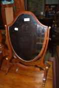 A 19th century mahogany frame toilet mirror of shield shape, width approx. 37cm