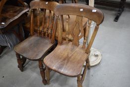 Two traditional spindle back kitchen chairs (not a pair)