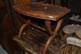 A reproduction Regency occasional table savanorola style frame, width approx. 65cm