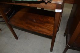 A vintage mahogany tea table of rectangular form with undertier, approx. 61 x 41cm, and a