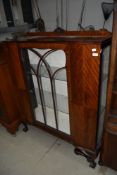 An early 20th Century mahogany display cabinet, width approx. 105cm