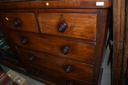 A Victorian mahogany chest of two over three drawers