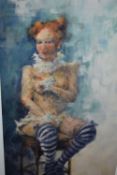 A Giglee print Circus Acrobat by Joan Prickett from an original oil on board. 8/150. signed