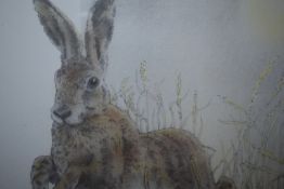 A pastel and pencil A Giant Leap by John Hills. Signed, framed and glazed