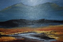 An acrylic Moorland Drama by Diana De Grunyther. Signed