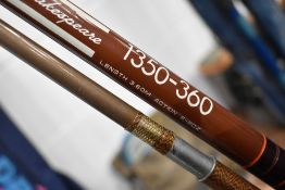 Two vintage fishing rods,Shakespeare and another 1350 360 3.6m