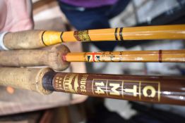 Three fly fishing rods including Martin James, Bruce Walker and Allcocks lucky strike