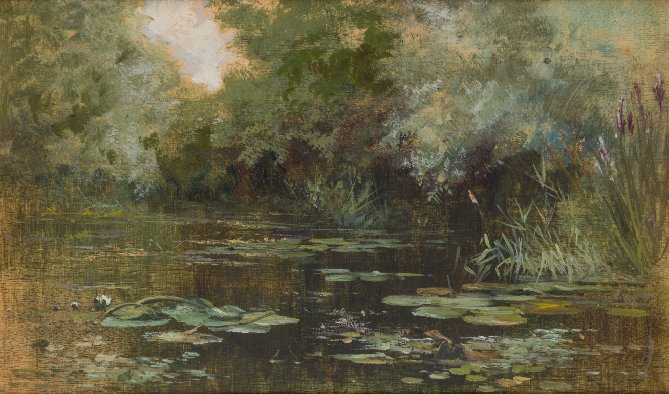 KEELEY HALSWELLE, ARSA (1832-1891) RIVER SCENE; POND WITH LILY PADS; A PAIR