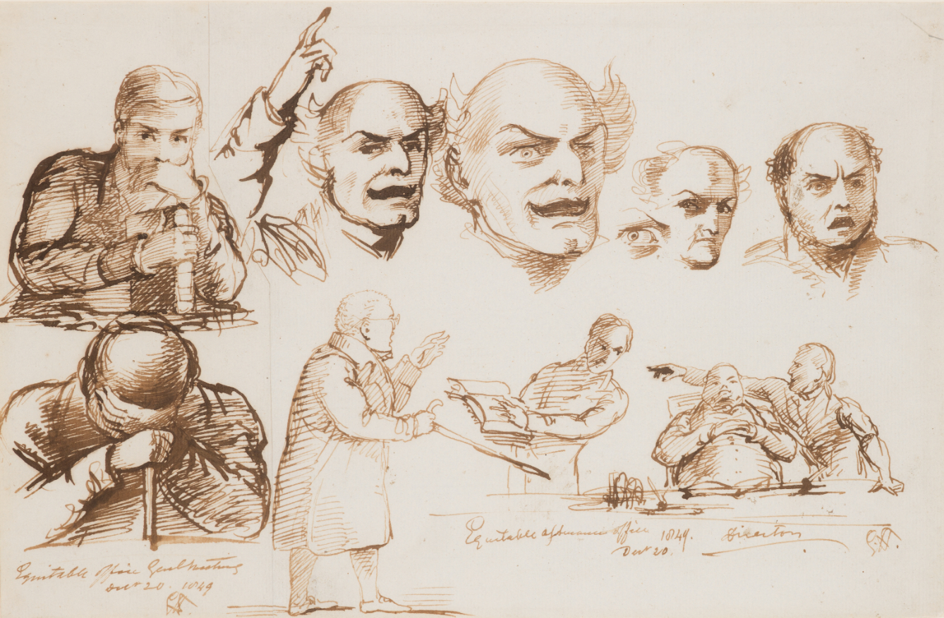 SIR GEORGE HAYTER (1792-1871) TWO STUDIES SKETCHED AT THE GENERAL COURT OF THE EQUITABLE SOCIETY