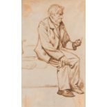 CHARLES KEENE (1823-1891) OLD MAN ON A BENCH