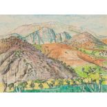 • Ⓐ RUDOLF SAUTER, RI, RBA, PS (1895-1977) ROLLING MOUNTAINS AND SAVANNAH (likely South Africa)