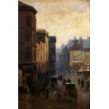 Ⓖ SIR JOHN ARNESBY BROWN, RA (1866-1955) EARLY EVENING IN NOTTINGHAM CITY CENTRE