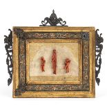 An Italian Mediterranean coral carvings with wooden frame - probably Naples, 18th Century