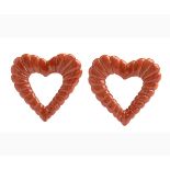 Carved heart shape Cerasuolo coral - Manifacture Guarracino, Torre del Greco