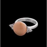 Cerasuolo coral, diamond ring - Manifacture Ascione, Torre del Greco