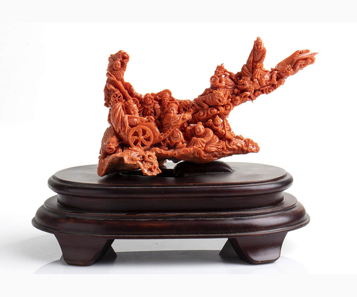 A Cerasuolo coral carving - China, early 20th Century