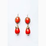 Gold and Cerasuolo coral earrings - Italy, 1930s - 1940s