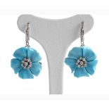 Diamond and turquoise earrings - Manifacture Guarracino, Torre del Greco