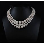 Pinkish white coral garnet necklace - Manifacture Ascione, Torre del Greco