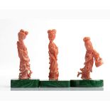 Lot of three Cersuolo coral carvings