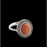 Cerasuolo coral, diamond, tourmaline, ring - Manifacture Ascione, Torre del Greco