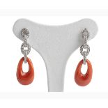 Diamond and Cerasuolo coral earrings - Manifacture Guarracino, Torre del Greco