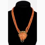 Diamonds and Mediterranean coral necklace