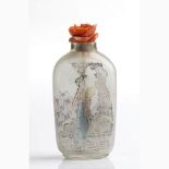 A Chinese snuff bottle with Cerasuolo coral stopper - Manifacture Guarracino, Torre del Greco