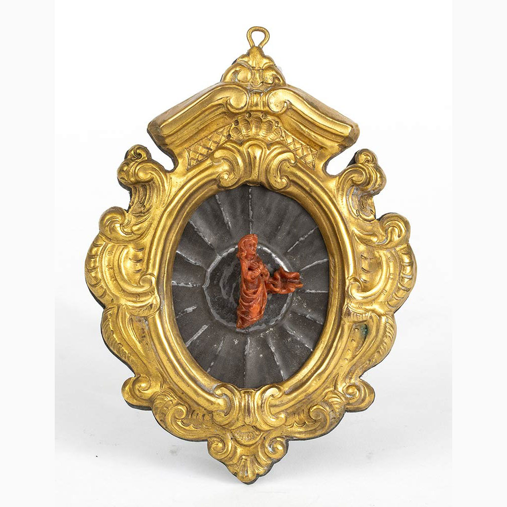 An italian Mediterranean coral carving with metal frame - Naples, 18th Century