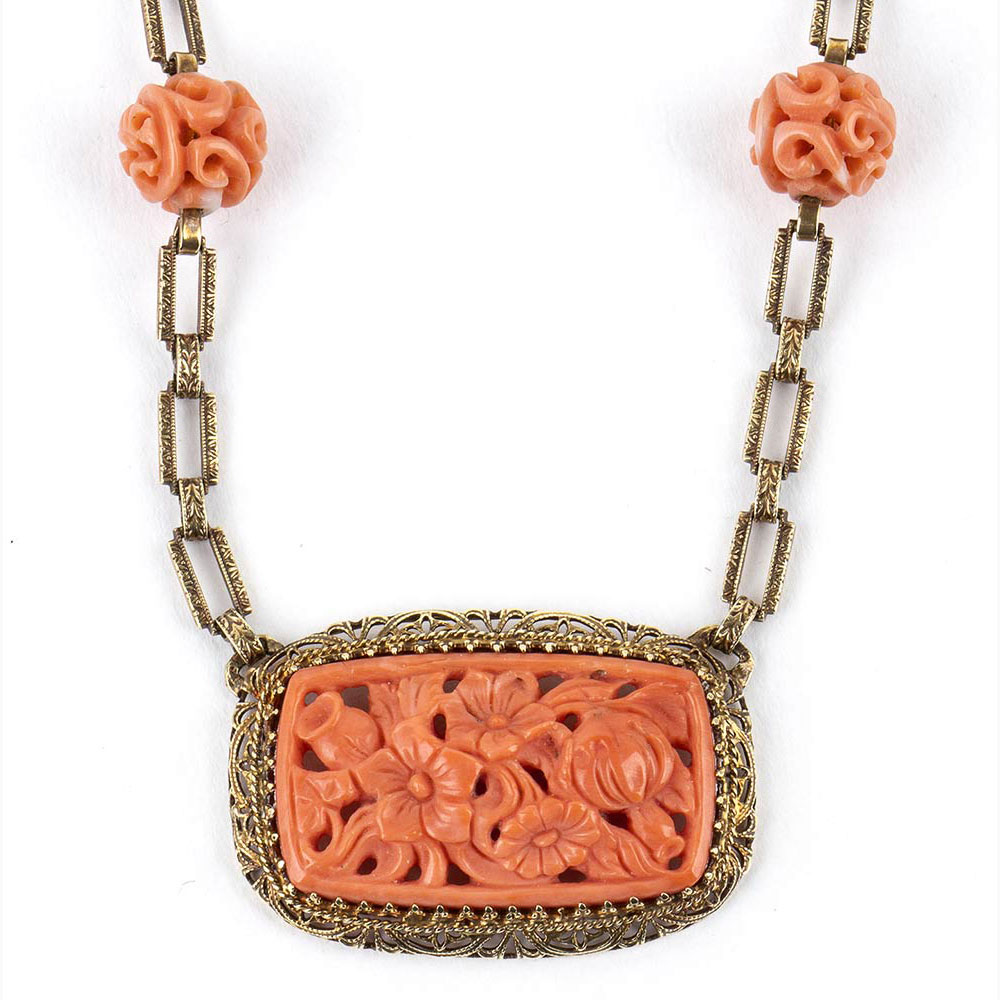 Cerasuolo coral Art Decò necklace - USA, early 20th Century - Image 2 of 3