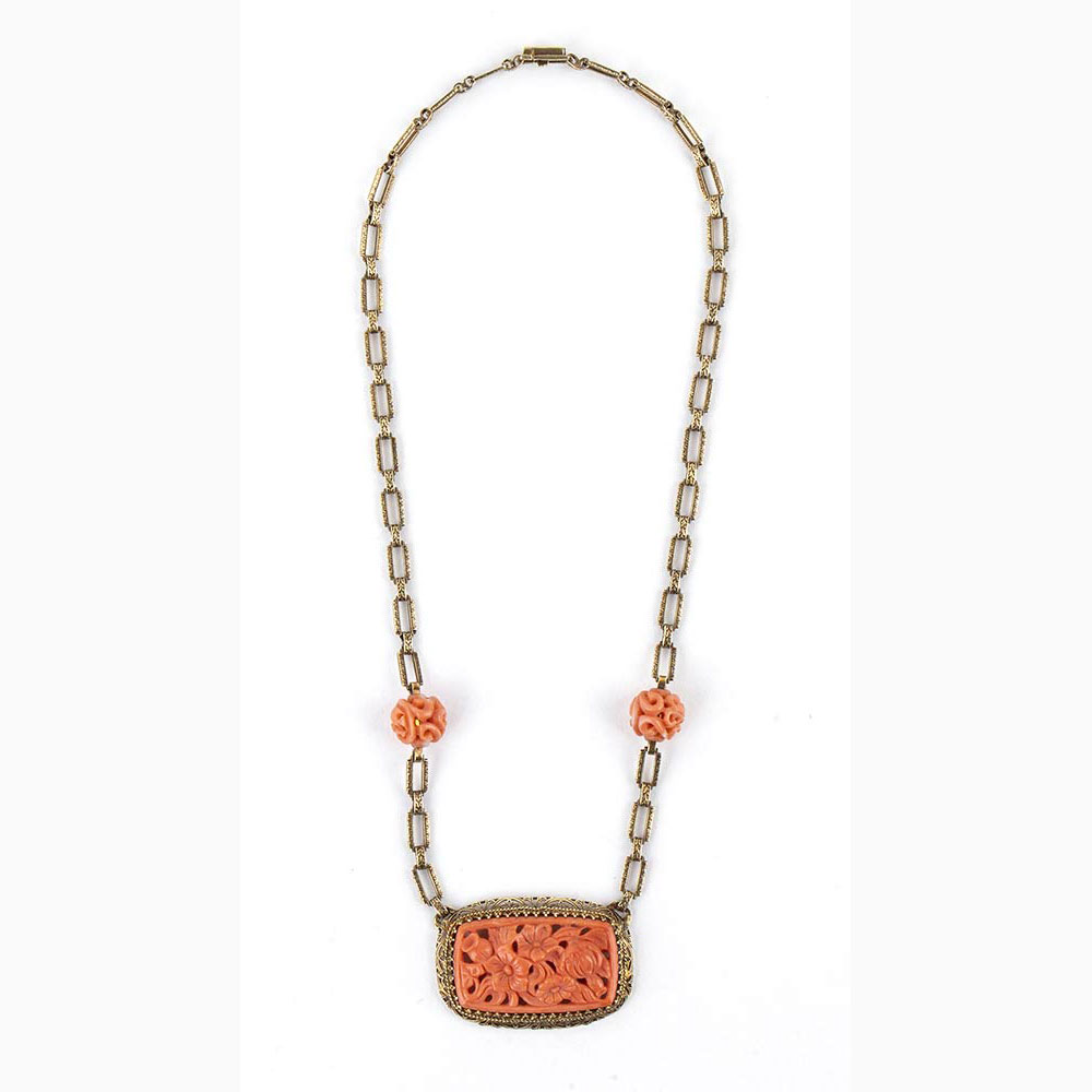 Cerasuolo coral Art Decò necklace - USA, early 20th Century