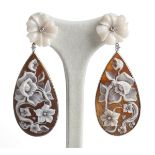 Coral, cameo and diamond earrings - Manifacture Guarracino, Torre del Greco