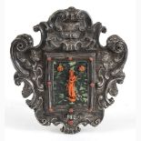 An Italian Mediterranean coral carving with silver frame - Naples, 1757