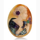 Carnelian, mother of pearl, agate carved cameo - Manifacture Guarracino, Torre del Greco