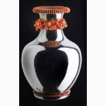 Sterling silver and Sciacca coral vase - Manifacture Ascione, Torre del Greco