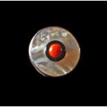 Mediterranean coral, mother of pearl, black onix, ring - Manifacture Ascione, Torre del Greco