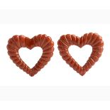 Carved heart shape Cerasuolo coral - Manifacture Guarracino, Torre del Greco