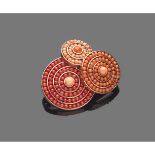 Cerasuolo and Mediterranean coral ECHO brooch - Manifacture Ascione, Torre del Greco