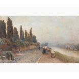 ETTORE ROESLER FRANZ Roma, 1845 - 1907-Walk along the Tiber