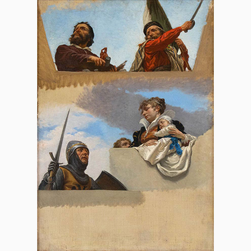 CESARE MARIANI Rome, 1826 - 1901-Study for the figures of Michelangelo, Garibaldi, Umberto Biancaman