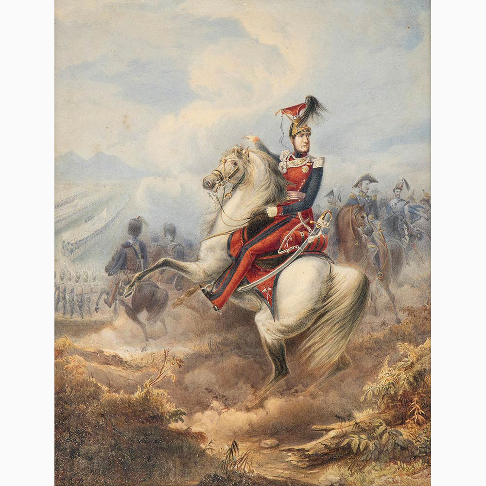 EMANUELE GIN 1817 - ?-Portrait of Ferdinand II on horseback, around 1850