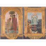 PIETRO VANNI Viterbo, 1845 - Rome, 1905-Pair of religious scenes: 1. Baptism of Christ 2. Virgin ent