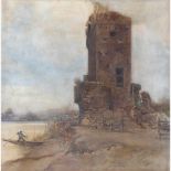 ONORATO CARLANDI Rome, 1848 - 1939-Ruin with fisherman