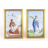 Pair of French frames with enamel plaques - late 19th Century