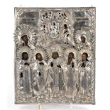 Russian "Family Icon" with silver oklad - Pskov 1857