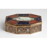 French hard stones box with ivory plaque - Art Deco period, early 20th Century